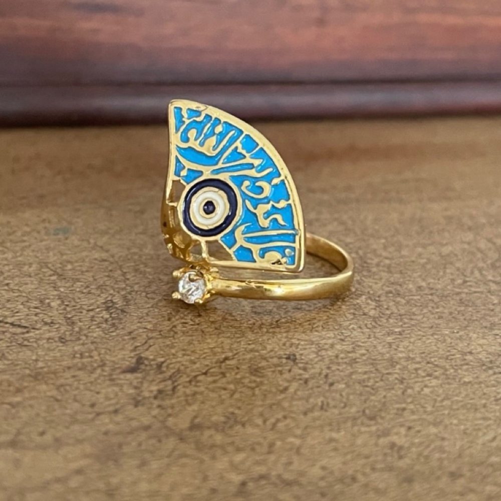 Gold-dipped/enamel Evil Eye ring